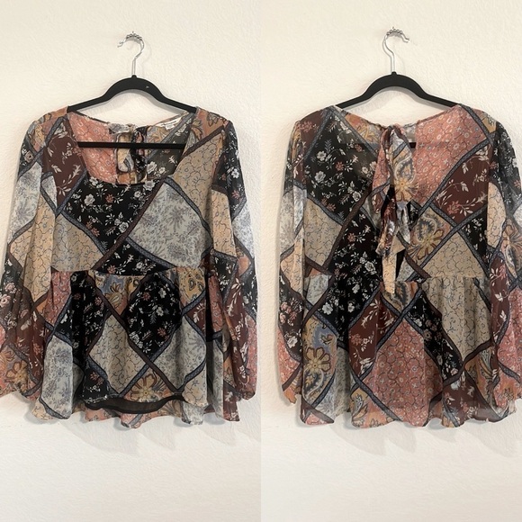 American Eagle Women’s Mesh Tunic Medium Paisley Floral Bohemian Hippie - Picture 3 of 17